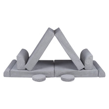 Įkelti vaizdą į galerijos rodinį, Minkšta žaidimų sofa PREMIUM, rumbuota, pilka