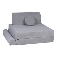 Įkelti vaizdą į galerijos rodinį, Minkšta žaidimų sofa PREMIUM, rumbuota, pilka
