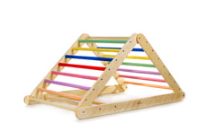Įkelti vaizdą į galerijos rodinį, MONTESSORI BALANSAVIMO LAIPTELIAI - PIKLER LAIPIOJIMO TRIKAMPIS 80 CM SU DVIPUSE ČIUOŽYKLA
