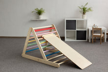 Įkelti vaizdą į galerijos rodinį, MONTESSORI BALANSAVIMO LAIPTELIAI - PIKLER LAIPIOJIMO TRIKAMPIS 80 CM SU DVIPUSE ČIUOŽYKLA