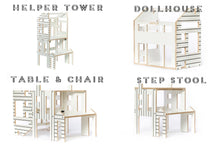 Įkelti vaizdą į galerijos rodinį, 4in1 VIRTUVĖS BOKŠTELIS - STALAS - LĖLIŲ NAMELIS - LAIPTELIS