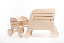 Įkelti vaizdą į galerijos rodinį, STALO IR KĖDĖS KOMPLEKTAS "RATAI"