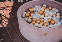 Įkelti vaizdą į galerijos rodinį, Kamuoliukų baseinas VELVET, 30 cm, ruda,250 vnt. kamuoliukų: auksinė, balta, skaidri, smėlinė