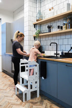 Įkelti vaizdą į galerijos rodinį, 4in1 VIRTUVĖS BOKŠTELIS - STALAS - LĖLIŲ NAMELIS - LAIPTELIS