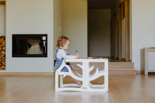 Įkelti vaizdą į galerijos rodinį, 3in1 - VIRTUVĖS PAGALBINIS BOKŠTELIS - STALAS - ČIUOŽYKLA TRANSFORMERIS MEDŽIO MOTYVAI