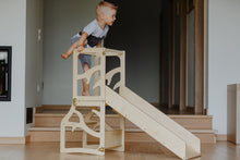 Įkelti vaizdą į galerijos rodinį, 3in1 - VIRTUVĖS PAGALBINIS BOKŠTELIS - STALAS - ČIUOŽYKLA TRANSFORMERIS MEDŽIO MOTYVAI